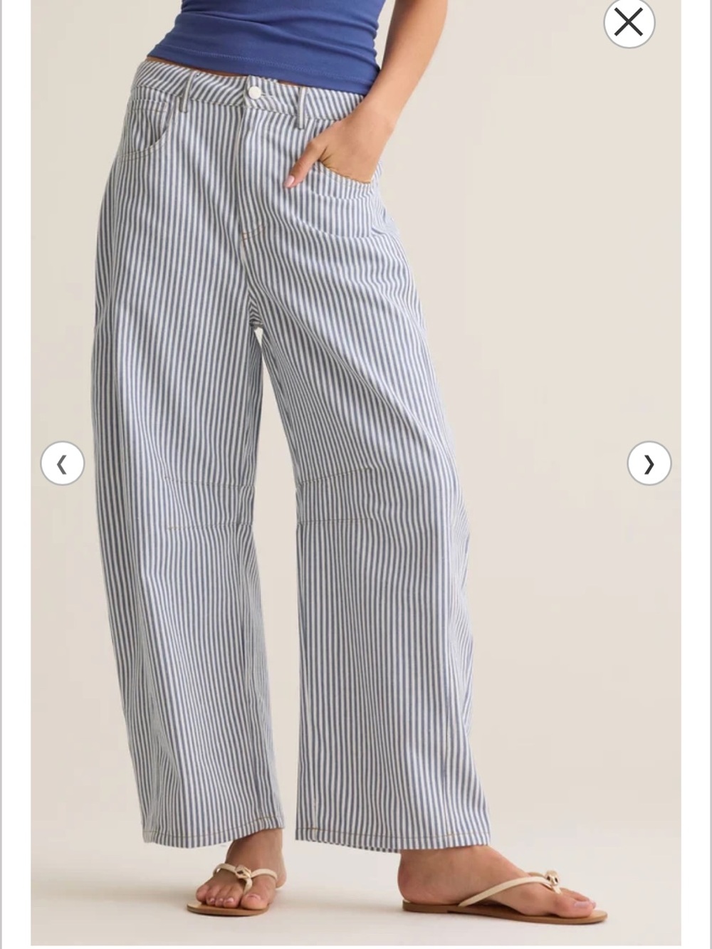 Altar'd State Caven High Rise Blue & White Pinstripe Barrell Jeans NWT